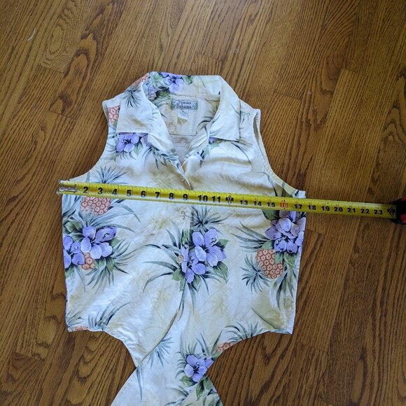 Tommy Bahama yellow Silk sleeveless button down top sz S - Picture 10 of 11
